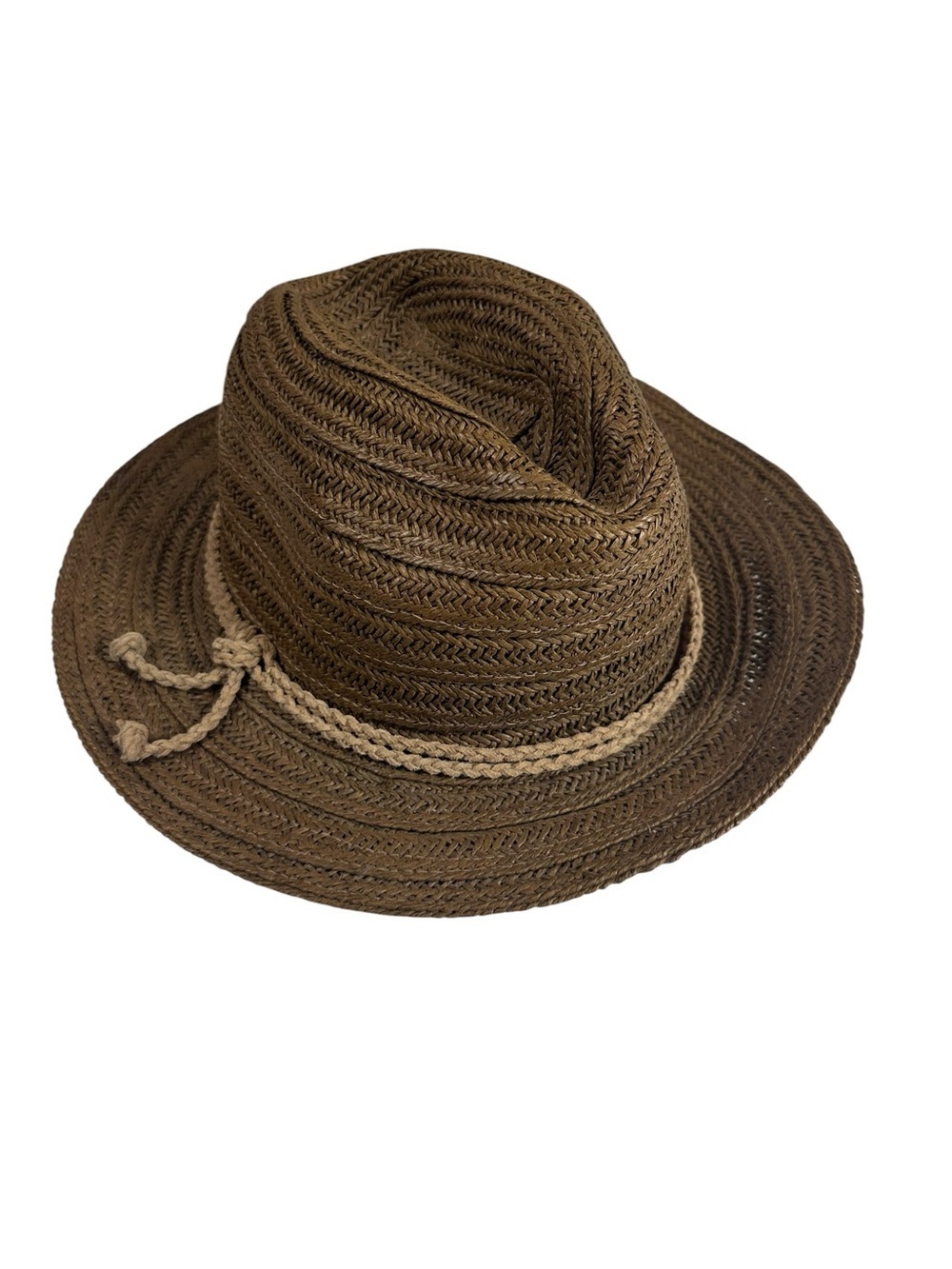 ATHLETA Woven 100% Paper Fedora Hat with Braided Band